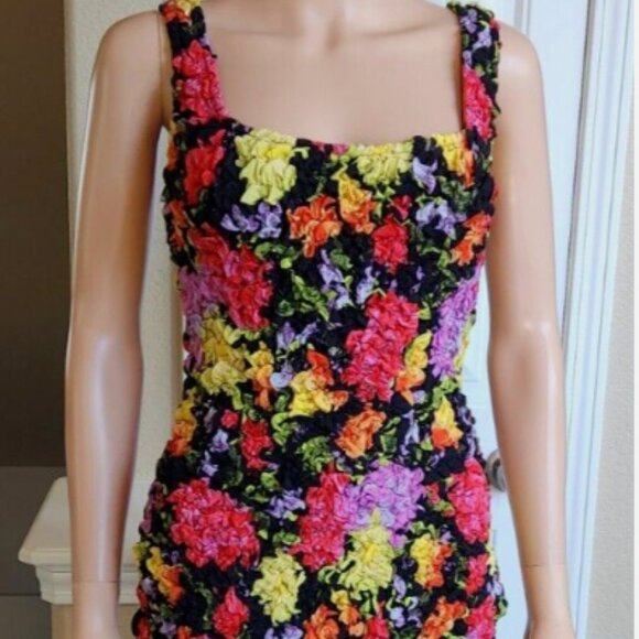 Anthropologie Square-Neck Pebble Smocked Dress Size S/M Floral - Picture 2 of 6